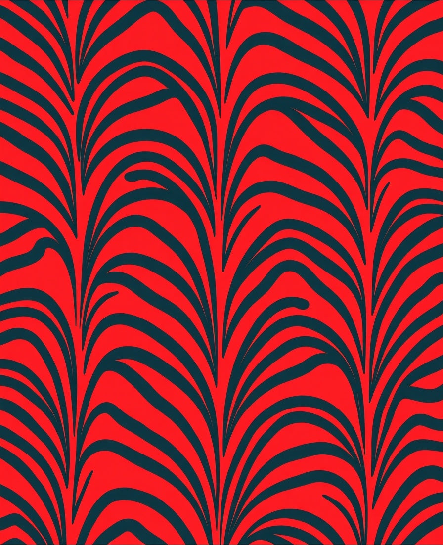 Bold Red Wavy Zebra Pattern Rug
