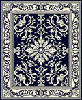 Classic Floral Scroll Navy Cream Rug