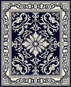 Classic Floral Scroll Navy Cream Rug