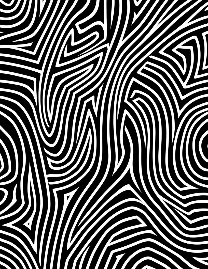 Abstract Black White Organic Lines Rug
