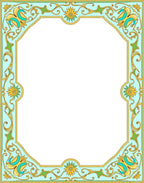 Art Nouveau Floral Yellow Teal Border Rug