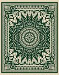 Deep Green Intricate Mandala And Floral Rug