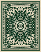 Deep Green Intricate Mandala And Floral Rug