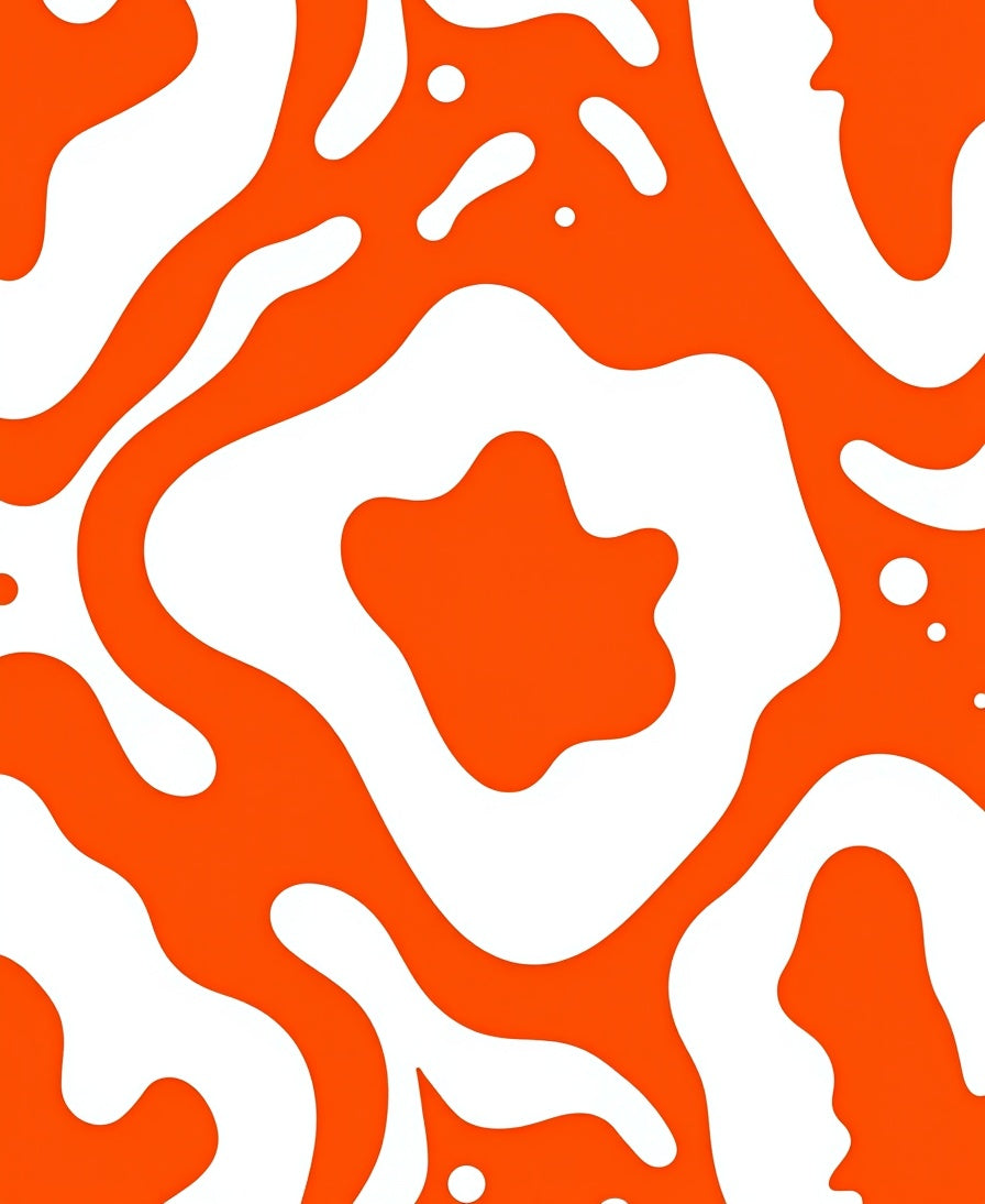 Orange and White Organic Flow Rug