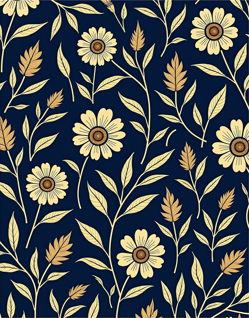 Botanical Flower Vine Pattern Rug