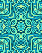Aqua Swirl Abstract Pattern Rug