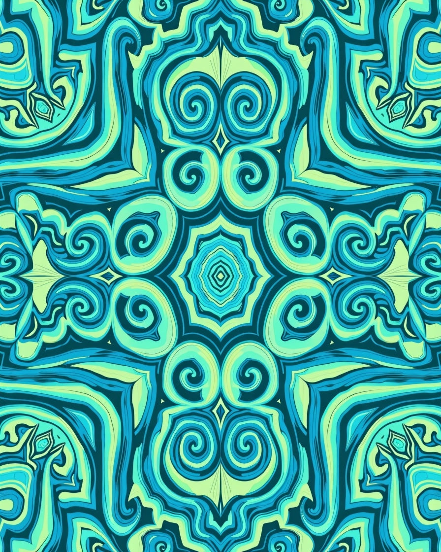 Aqua Swirl Abstract Pattern Rug