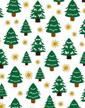 Green Pine Trees Festive Gold Stars Rug