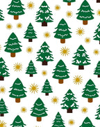 Green Pine Trees Festive Gold Stars Rug