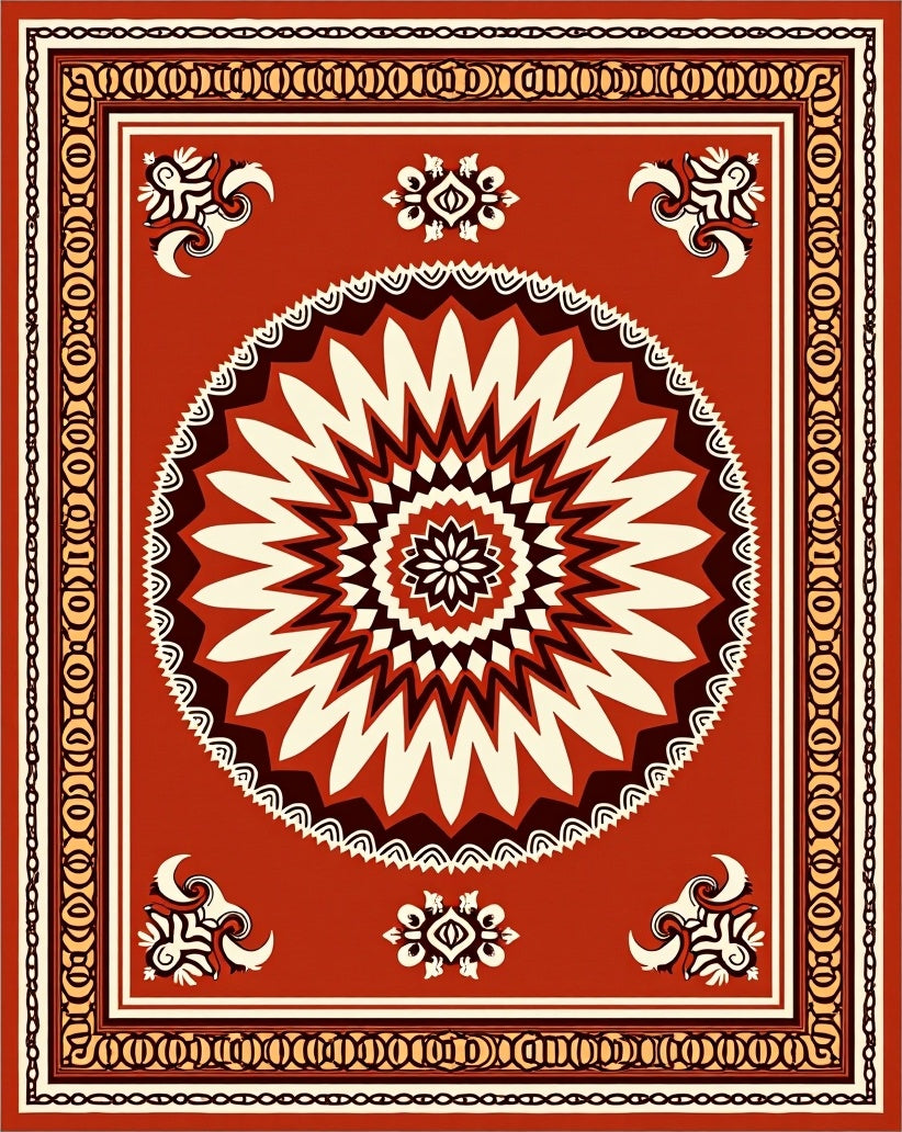 Radiant Starburst Geometric Pattern Rug