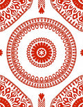 Red Circular Folk Pattern Rug