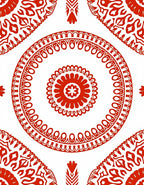 Red Circular Folk Pattern Rug