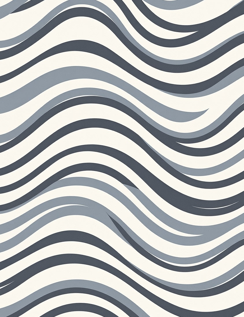 Cool Grey Wave Pattern Rug