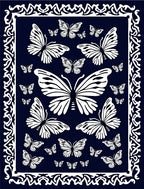 Monarch Butterfly Patterned Border Design Rug