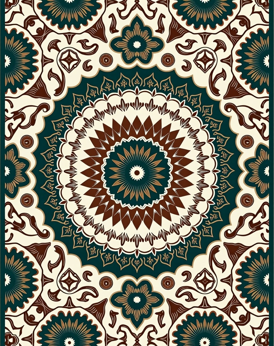 Intricate Floral Mandala Pattern Rug