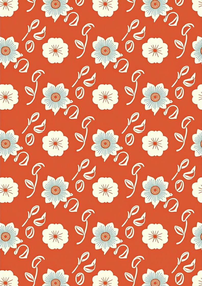 Retro Floral Pattern Rug