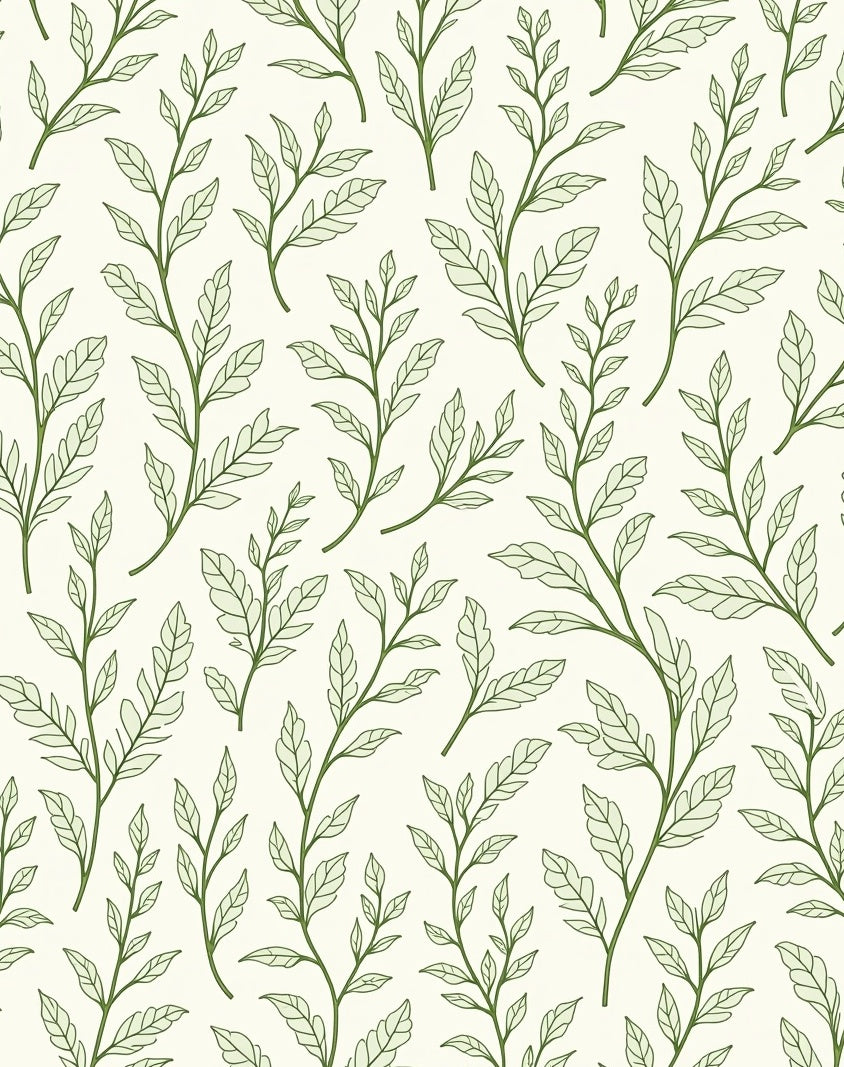 Botanical Branch Leaf Pattern Rug