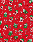 Holiday House and Candy Cane Pattern Rug