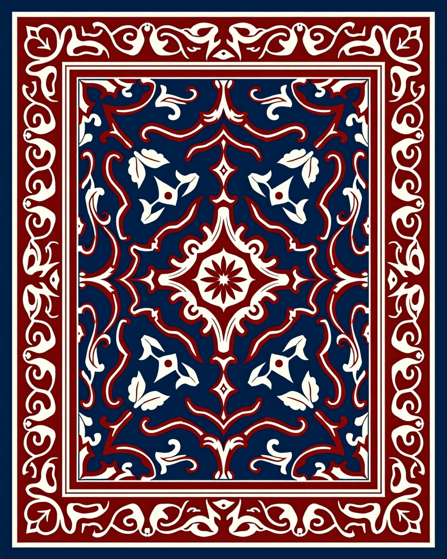 Classic Floral Inlay Pattern Rug