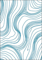 Abstract Blue Contour Organic Pattern Rug