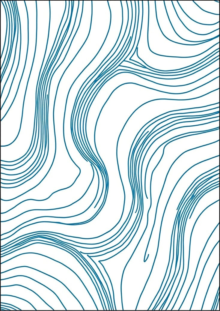Abstract Blue Contour Organic Pattern Rug