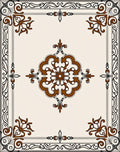 Ornate Brown Cream Scrollwork Rug
