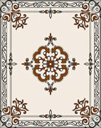 Ornate Brown Cream Scrollwork Rug