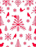 Red Birds Snowflakes and Pines Rug