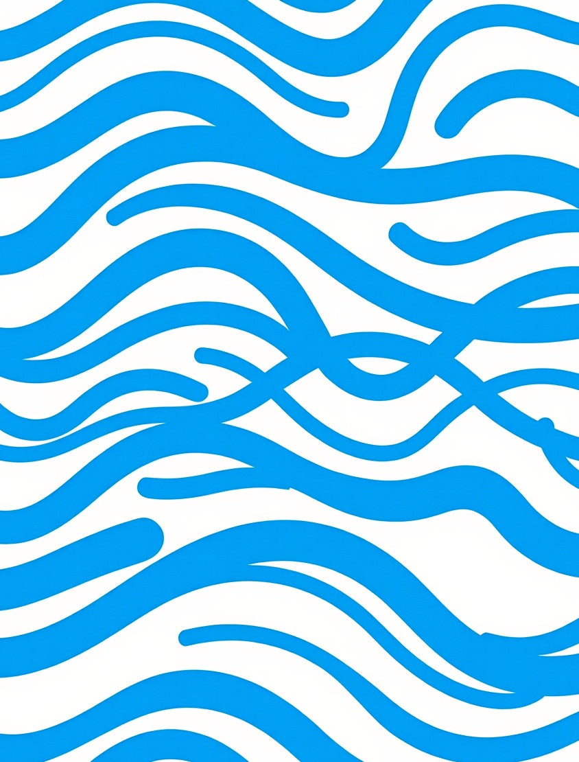 Bold Blue Wavy Stripe Pattern Rug