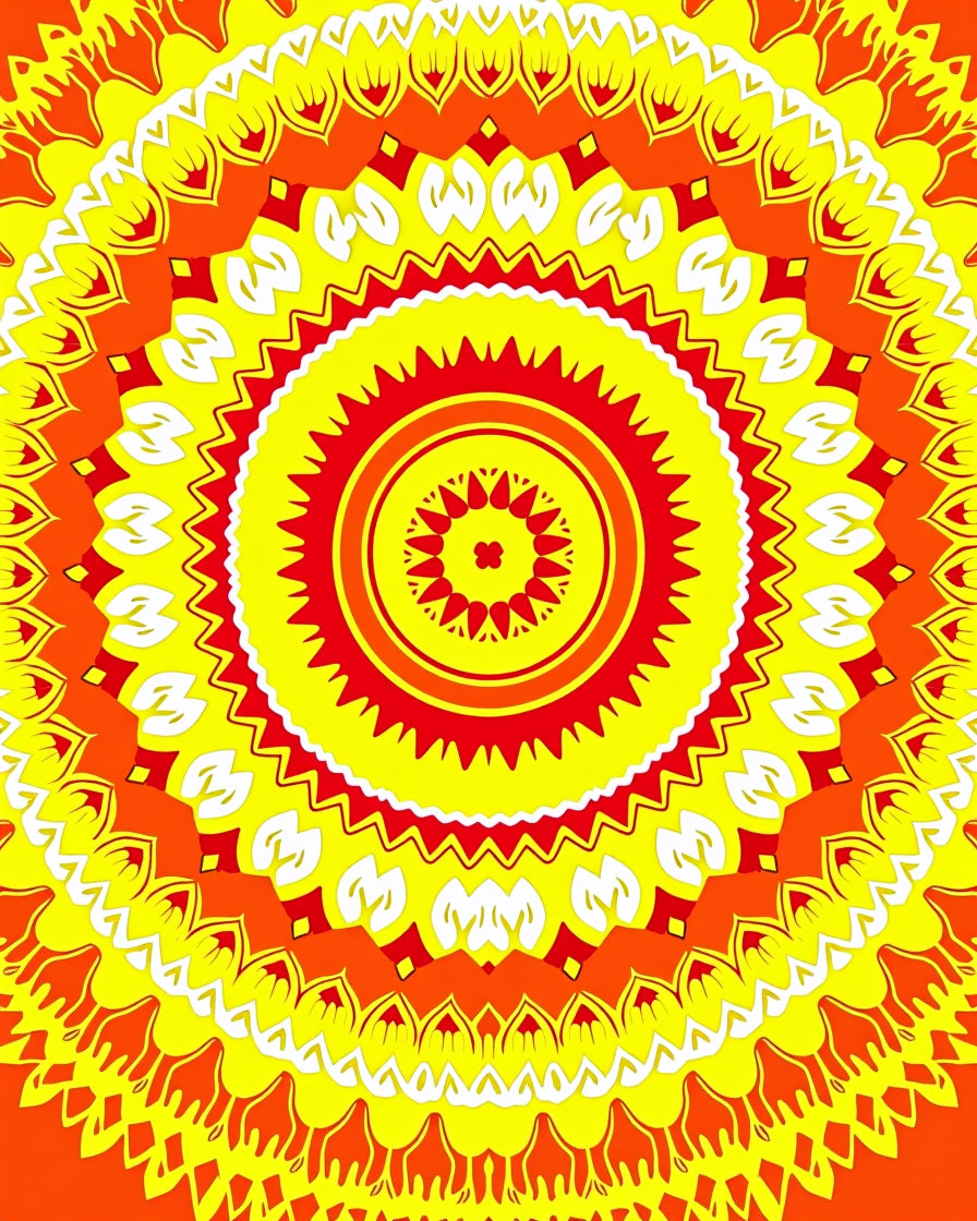 Bright Sunburst Mandala Pattern Rug
