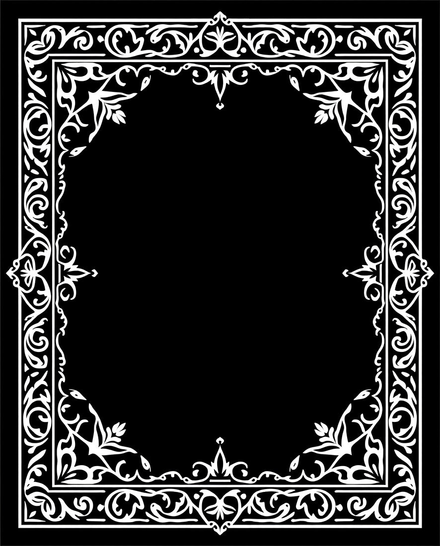Ornate Floral Border Pattern Rug