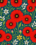 Bold Red Poppy Floral Pattern Rug