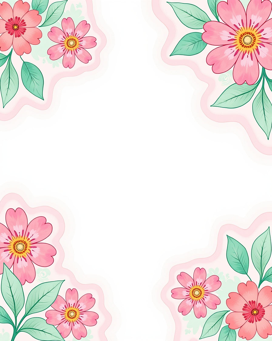 Whimsical Pink Floral Pattern Rug
