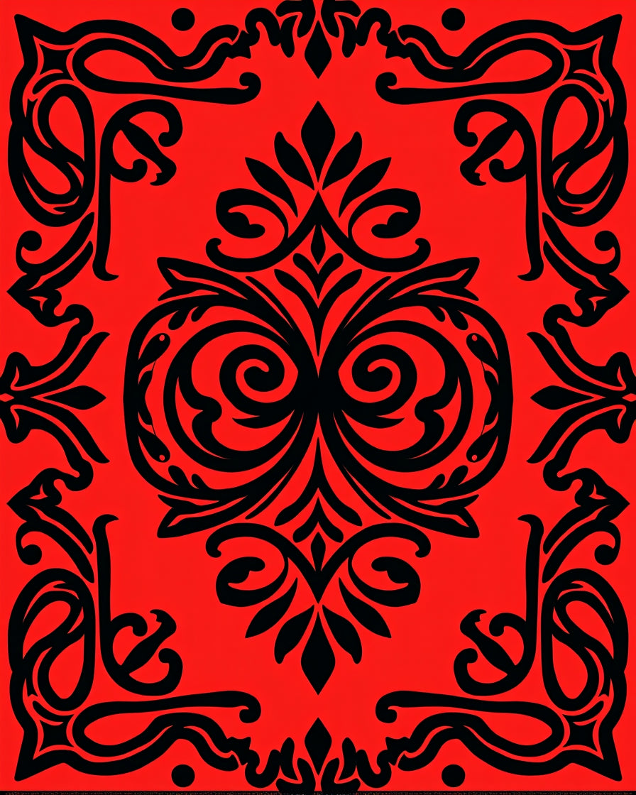 Bold Black Floral Damask Rug