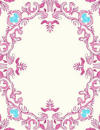 Ornate Floral Vine Pink Pattern Rug