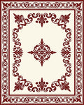 Ornate Dark Red Floral Border Design Rug