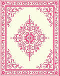 Ornate Floral Scrollwork In Pink Rug