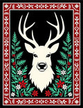 White Stag Red Floral Border Rug