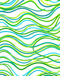 Vibrant Blue Green Wavy Lines Rug