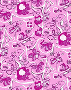 Fuchsia Floral Swirl Pattern Rug