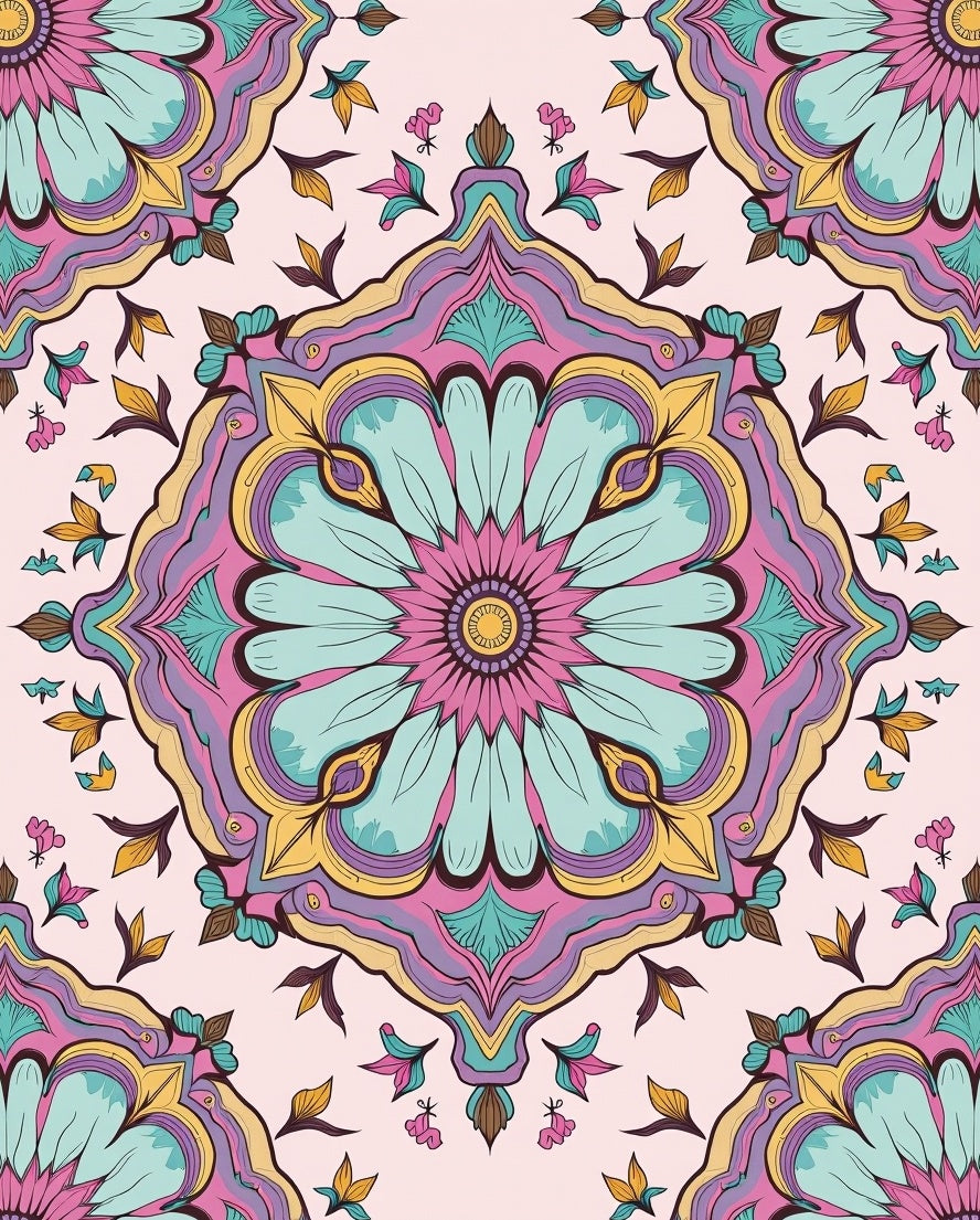 Intricate Floral Mandala Pattern Design Rug