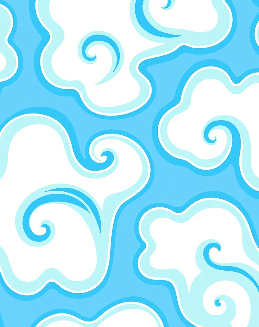 Whimsical Blue Swirl Cloud Design Rug