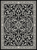 Intricate Black Cream Scrollwork Pattern Rug