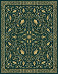 Deep Teal Gold Floral Mandala Rug
