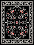 Black Art Nouveau Floral Design Rug