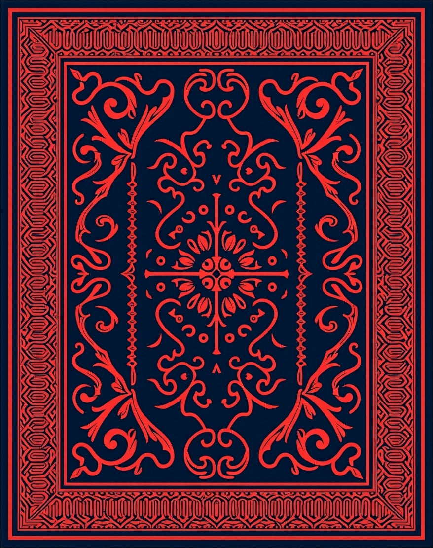 Intricate Scrollwork Geometric Patterns Rug