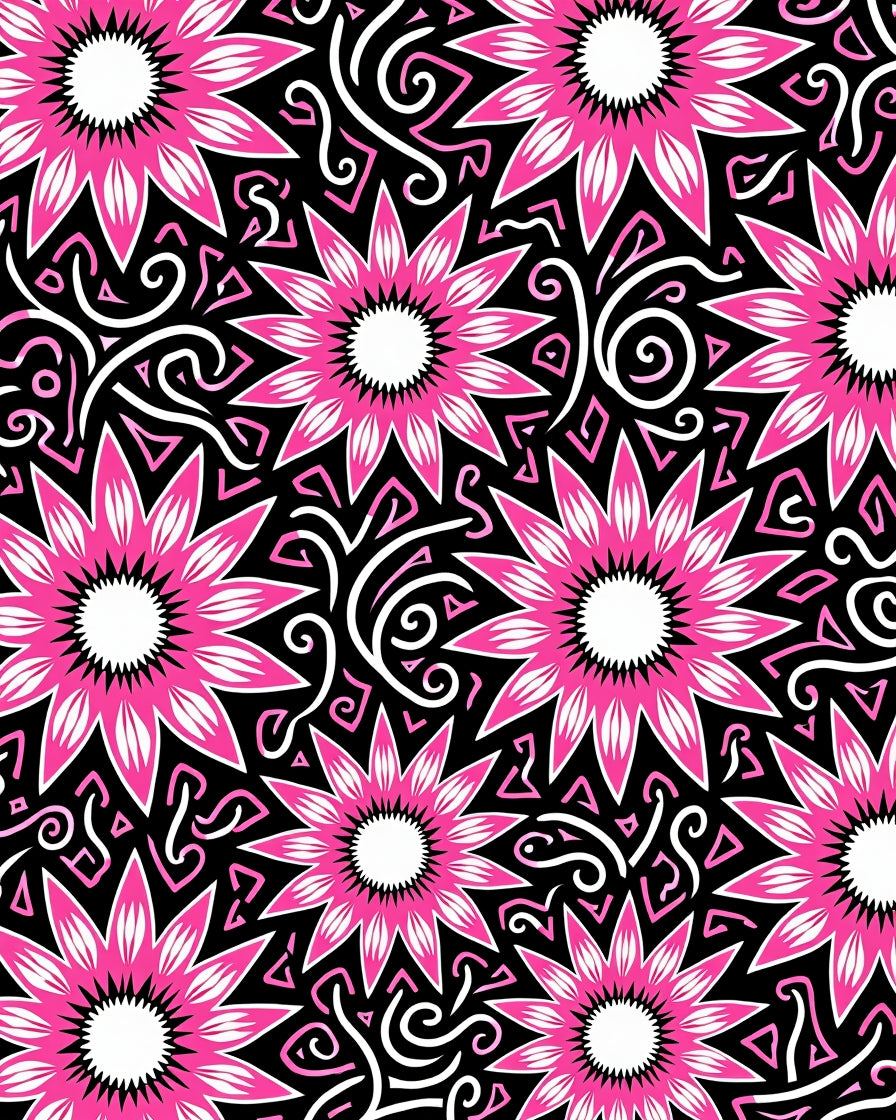 Bold Floral Pattern With Swirl Accents Rug