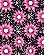 Bold Floral Pattern With Swirl Accents Rug