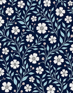 Classic Floral Pattern on Navy Rug