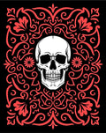 Crimson Skull Rococo Scrollwork Rug